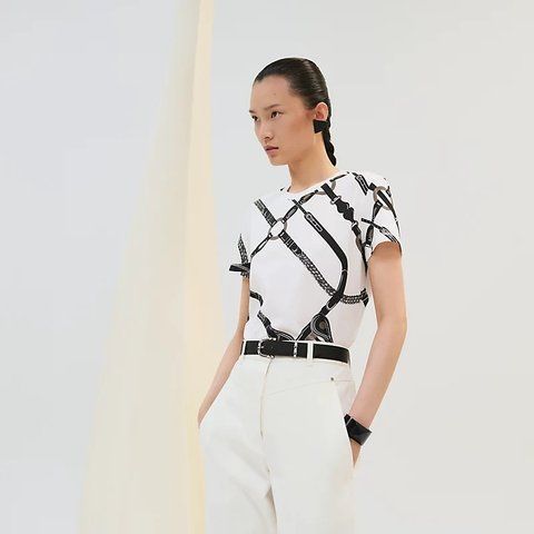Herm&egrave;s "Coaching Remix" printed straight T-shirt 2146 фото