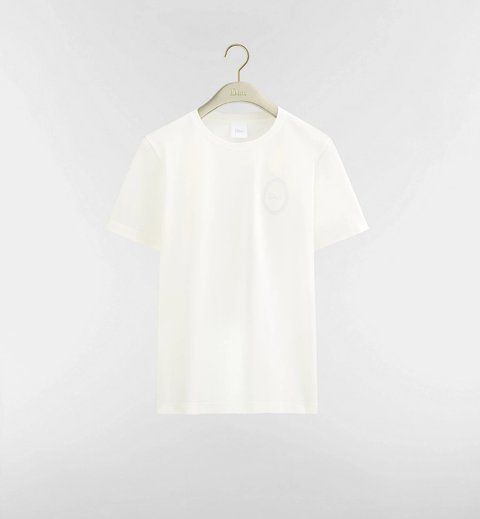 Dior Fitted Dior M&eacute;daillon Embroidered T-shirt White Cotton Jersey 5851 фото