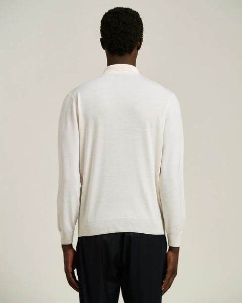 Kiton LONG SLEEVE POLO IN PURE VIRGIN WOOL