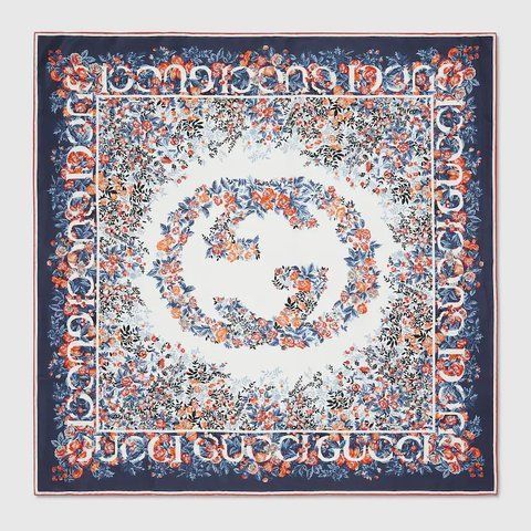 Gucci Interlocking G floral print silk carr&eacute; 2248 фото