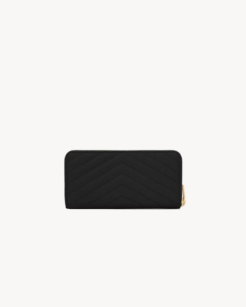 Saint Laurent CASSANDRE MATELASS&Eacute; ZIP AROUND WALLET IN GRAIN DE POUDRE LEATHER 2904 фото