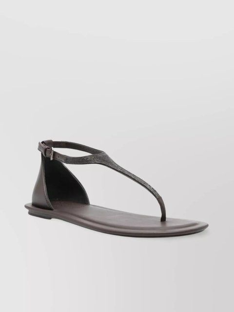 Brunello Cucinelli Leather t-bar strap thong sandals 2506 фото