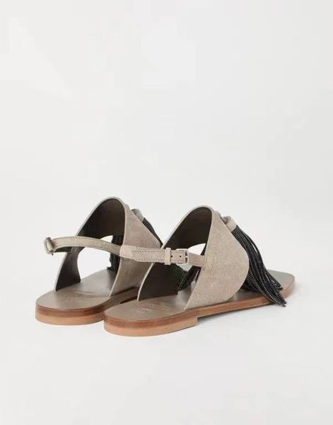 Brunello Cucinelli Suede Precious Tassel Sandals 2508 фото