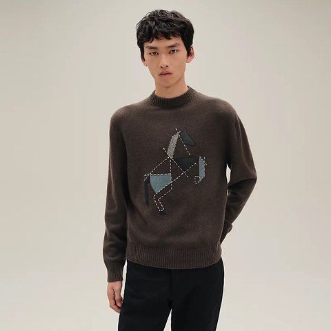 Hermes Cashmere "Cheval tangram" crewneck sweater