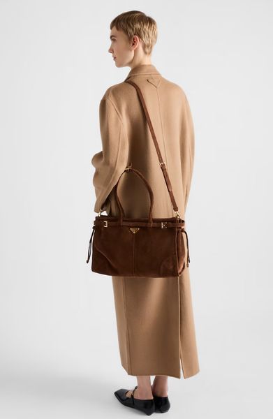 Prada Bonnie large suede handbag