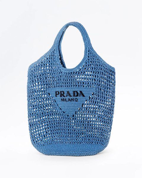 Prada Raffia Tote Bag Light Blue 1174 фото