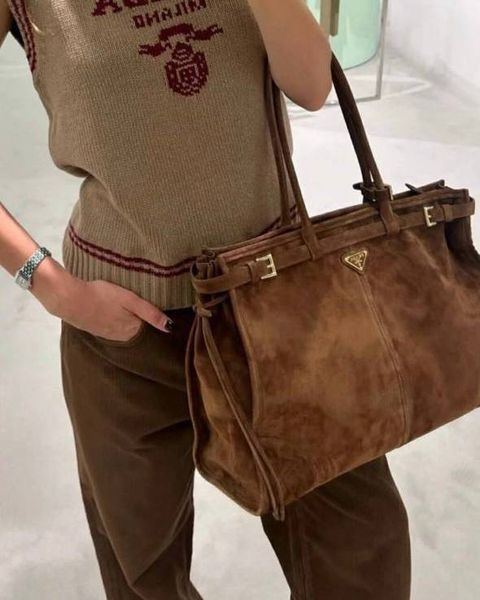 Prada Bonnie extra-large suede handbag