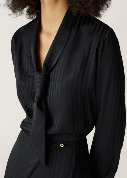 Loro Piana Ocean Silk Tie Neck Blouse