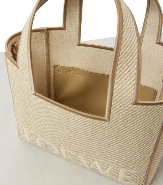 Loewe Logo leather-trimmed canvas tote bag