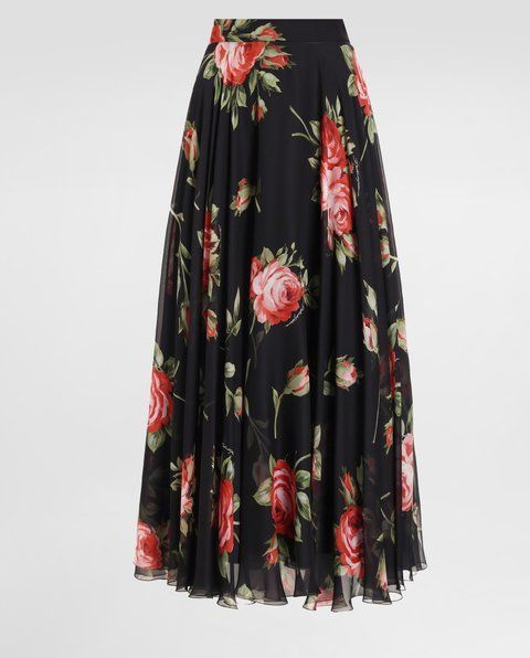 Dolce & Gabbana Chiffon skirt with rose bouquet print 5880 фото