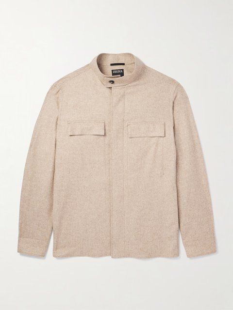 ZEGNA Grandad-Collar Cashmere Overshirt 5144 фото