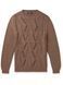 Kiton Leather-Trimmed Cable-Knit Cotton and Linen-Blend Sweater 4994 фото 1