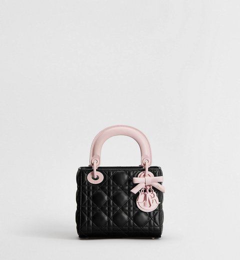 Mini Lady Dior handbag with shoulder strap