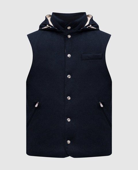 Brunello Cucinelli Bonded wool flannel down vest with detachable hood