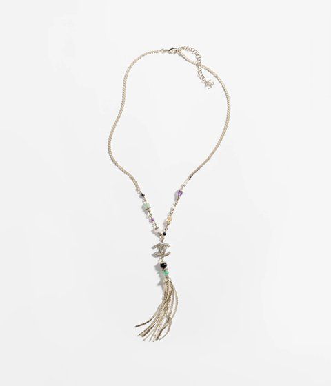 Chanel Long Pendant Necklace Metal, Glass Pearls, Natural Stones & Diamant&eacute; 4232 фото
