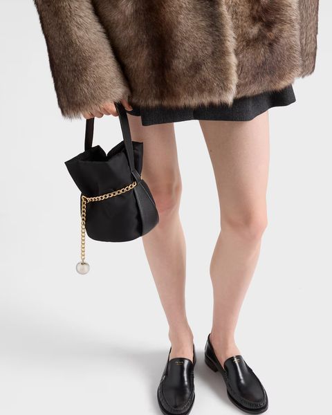 Prada Petit Sac Noir Re-Nylon and nappa leather mini bucket bag