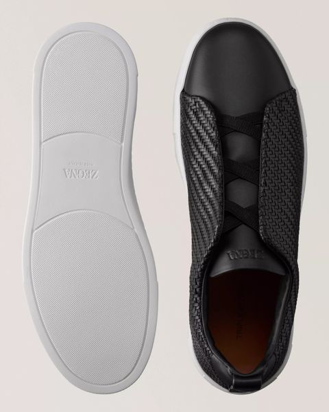 Zegna Triple Stitch Leather Sneakers