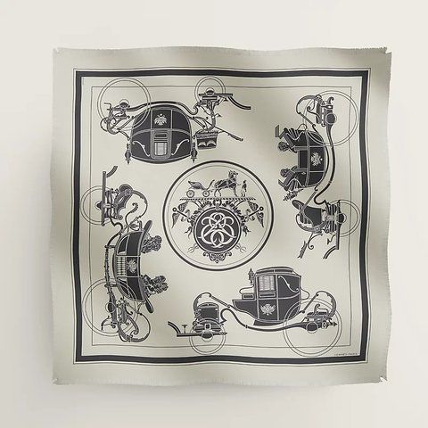 Herm&egrave;s Ex-Libris fringed scarf 80 2230 фото