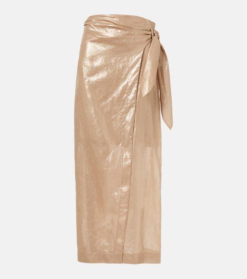 Brunello Cucinelli Coated cotton wrap skirt 5685 фото