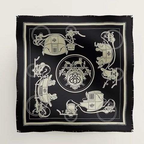 Herm&egrave;s Ex-Libris fringed scarf 80 2231 фото