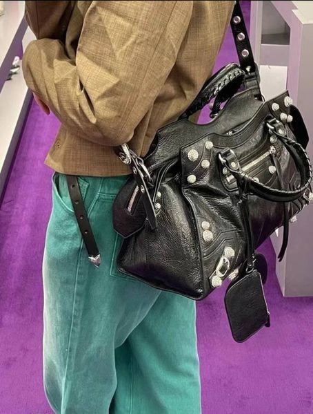 Balenciaga Women Neo Cagole City Handbag with Rhinestones