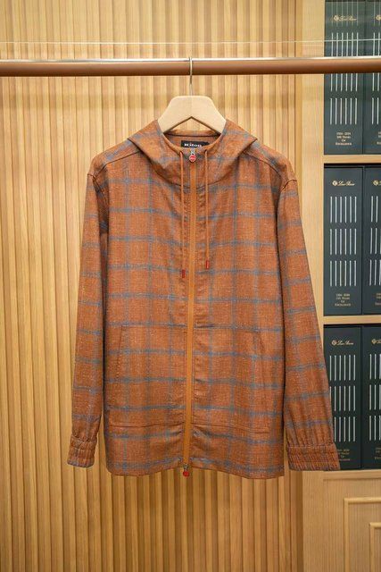 Kiton checked cotton sweatshirt with hood 4997 фото