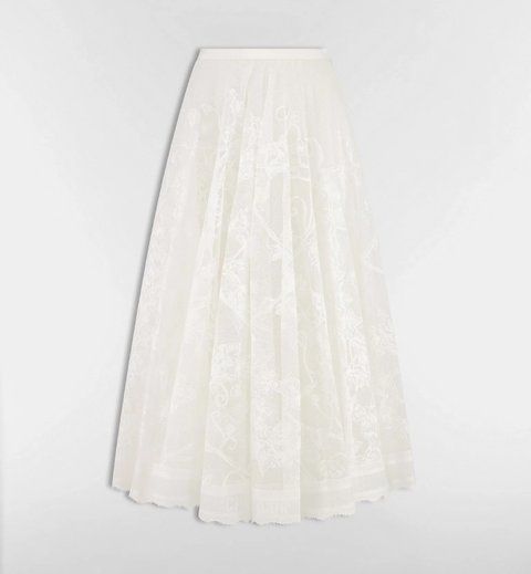 Dior Mid-Length Flared Skirt Ecru Jardin D-&Eacute;toile Cotton-Blend Lace 5848 фото